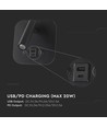 8W LED säng-vägglampa med USB-laddning - Svart, 3000K, CREE chip, USB-A och USB-C