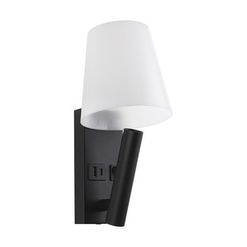 2W LED sänglampa / vägglampa med USB-laddning - Svart, 3000K, CREE chip, IP20, modern design