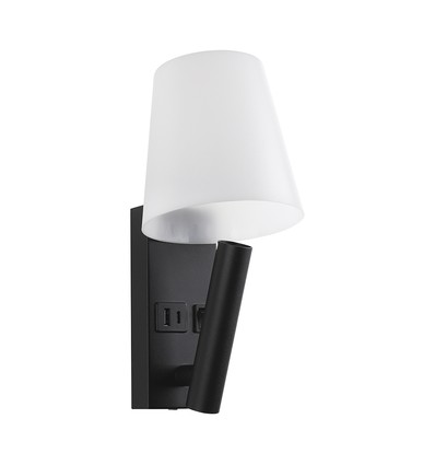 2W LED sänglampa / vägglampa med USB-laddning - Svart, 3000K, CREE chip, IP20, modern design