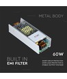 60W / 24V DC Slim strömförsörjning - 2.5A, IP20, metallhölje