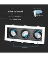 3xGU10 infälld spot, fyrkantig - Vit/Svart, aluminium, utan ljuskälla, hål: Ø256x85mm, mått: 270x100mm