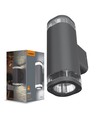 GU10 dubbel fasadbelysning - IP54 utomhus, grå, upp/ned ljus, utan ljuskälla