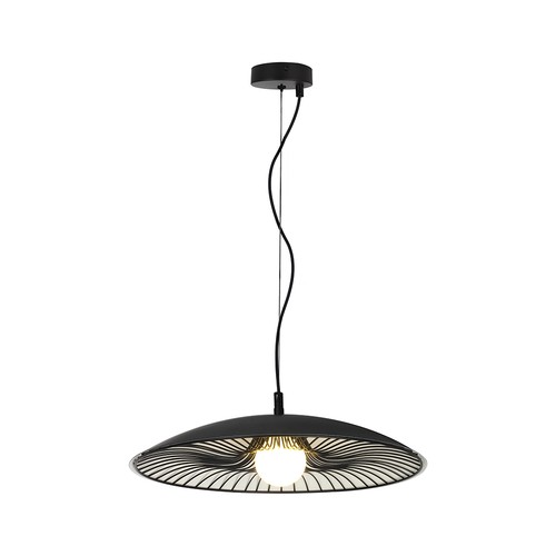 Designer pendellampa - Ø60cm, G9 sockel, svart/vit metall och glas, utan ljuskälla