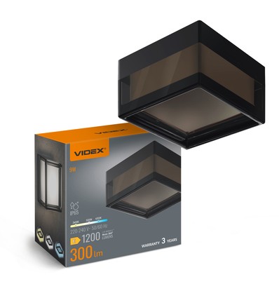 9W LED vägg/taklampa, RA90 - IP65, 111lm/W, CCT, svart, bulkhead, inne / ute