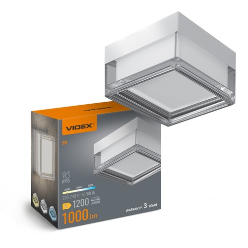 9W fyrkantig LED vägg/taklampa - 3CCT, IP65, vit, Bulkhead