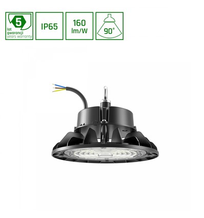 220x135mm Plateo 4 High Bay 100W - neutralvit 230V 90° IP65 IK09 svart, med effektjustering 0-10V
