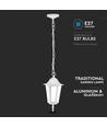 E27 hängande trädgårdslampa i retrodesign, vit - IP44 utomhus, aluminium, utan ljuskälla