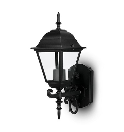 E27 utomhus vägglampa / lykta - Mattsvart, IP44, uppåtriktat ljus, utan ljuskälla