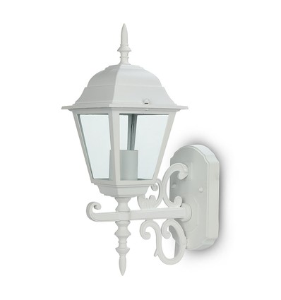E27 utomhus vägglampa / lykta - Matt vit, IP44, uppåtriktat ljus, utan ljuskälla