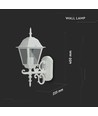 E27 utomhus vägglampa / lykta - Matt vit, IP44, uppåtriktat ljus, utan ljuskälla