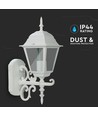 E27 utomhus vägglampa / lykta - Matt vit, IP44, uppåtriktat ljus, utan ljuskälla