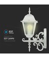 E27 utomhus vägglampa / lykta - Matt vit, IP44, uppåtriktat ljus, utan ljuskälla