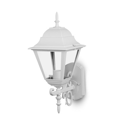 E27 vägglampa Large - Matt vit, aluminium och glas, 44,5cm hög, utan ljuskälla