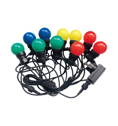 LED-ljusslinga med 20 st. färgade lampor - 0,5W lampor, 10 meter, inkl. ljuskälla