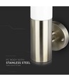 E27 vägglampa i rostfritt stål - IP44 utomhus, silver/vit, utan ljuskälla