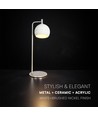 10W dekorativ LED bordslampa - Ø16 x 44 cm, 1200lm, borstad nickel och vit, 3000K