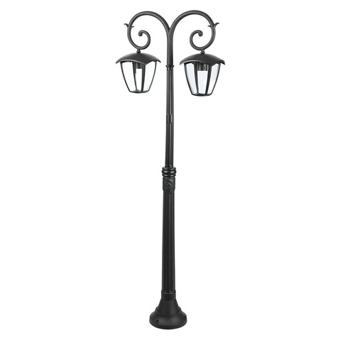 141cm trädgårdslampa med 2 huvuden - Svart, aluminium, IP44 utomhus, 2x E27 sockel, utan ljuskälla