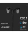 199cm 2-hövdad trädgårdslampa, E27 - Svart, aluminium, IP44 utomhus, utan ljuskälla