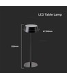2W uppladdningsbar LED bordslampa, IP54 - 200lm, dimbar, touch, 8-10 timmar batteri, svart finish