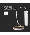 1m 2,4W LED strip med batteribox och sensor - 6V, IP65, 4000K, PIR sensor, inkl. 3M tape