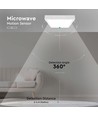 24W LED sensorlampa, kvadratisk - IP44, 30x30cm, vit kant, 4000K, inbyggd mikrovågssensor