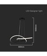 20W Ø50cm cirkulär LED pendel - 130lm/W, svart, 3000K, modern design