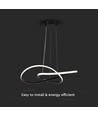 20W Ø50cm cirkulär LED pendel - 130lm/W, svart, 3000K, modern design