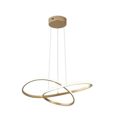 20W LED pendel, guld - Ø50cm, 130lm/W, 3000K, modern cirkulär design