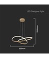 20W LED pendel, guld - Ø50cm, 130lm/W, 3000K, modern cirkulär design