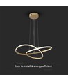 20W LED pendel, guld - Ø50cm, 130lm/W, 3000K, modern cirkulär design