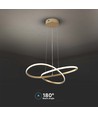 20W LED pendel, guld - Ø50cm, 130lm/W, 3000K, modern cirkulär design