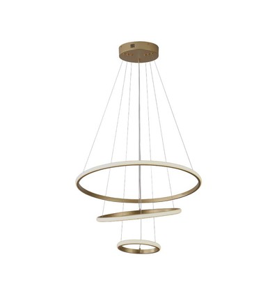 32W LED pendel, 3 ringar - Guld, Ø60+40+20cm, 3880lm, 3000K, dekorativ taklampa
