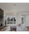 32W LED pendel, 3 ringar - Guld, Ø60+40+20cm, 3880lm, 3000K, dekorativ taklampa