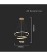 32W LED pendel, 3 ringar - Guld, Ø60+40+20cm, 3880lm, 3000K, dekorativ taklampa