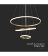 32W LED pendel, 3 ringar - Guld, Ø60+40+20cm, 3880lm, 3000K, dekorativ taklampa