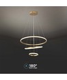 32W LED pendel, 3 ringar - Guld, Ø60+40+20cm, 3880lm, 3000K, dekorativ taklampa