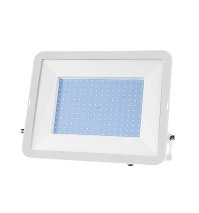 200W LED strålkastare med Samsung chip - 100lm/W, IP65, vit kropp, vitt glas, 6500K