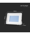 200W LED strålkastare med Samsung chip - 100lm/W, IP65, vit kropp, vitt glas, 6500K