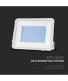 200W LED strålkastare med Samsung chip - 100lm/W, IP65, vit kropp, vitt glas, 6500K