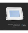 200W LED strålkastare med Samsung chip - 100lm/W, IP65, vit kropp, vitt glas, 6500K