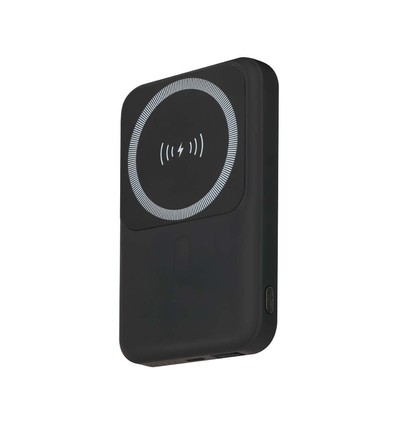 10000mAh magnetisk trådlös powerbank, 20W - Svart, inkl. metallring