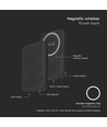 10000mAh magnetisk trådlös powerbank, 20W - Svart, inkl. metallring