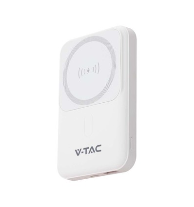 10000mAh magnetisk trådlös powerbank, 20W - MagSafe, PD snabbladdning, LED indikator, vit