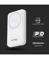 10000mAh magnetisk trådlös powerbank, 20W - MagSafe, PD snabbladdning, LED indikator, vit
