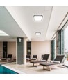 24W LED taklampa, kvadratisk - 2500lm, IP44, svart kant, 6500K