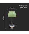 1,5W LED bordslampa, 3-i-1 - Krom/Ljusgrön, touch dimbar, laddningsbar, USB-C, Ø14x28 cm