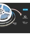 120 VT-2835 LED löpande ljuslist 10W/m - 24V, 3000K, IP20, kopplingsbar, 10 m/rulle, pris per meter