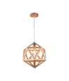 Ø30cm Designer pendelupphäng i trälook - E27 sockel, geometrisk design, max. 60W, utan ljuskälla
