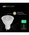 3 st. V-Tac 6W GU10 LED lampor - 445lm, 110 grader, 4000K