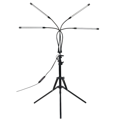 LEDlife växtljus med stativ - Svart, 4 lampor, justerbar höjd, flexibel arm